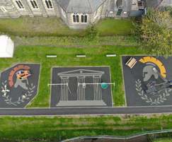 Gladiator themed safety surfacing - Caersws play area