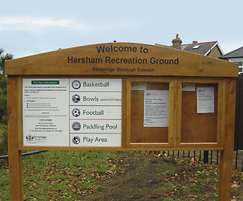 Solid oak welcome sign for recreation ground