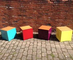 Jack customisable cube stools for outdoor areas