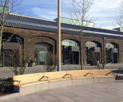 Bespoke oak staple seating for King's Cross development