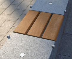 Basic granite bench with inset hardwood seat
