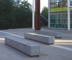 Basic granite benches with inset hardwood seats