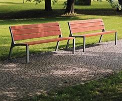 Miela bench with aluminium frame and timber seat/back