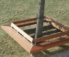 Woody bench with backrest