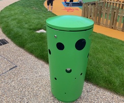 Colourful litter bin in play park, Stormont