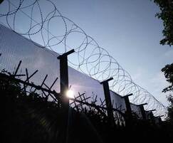 High-security fencing with razor wire topping