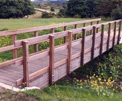 Hardwood kit footbridge at reservoir in Huddersfield