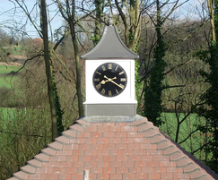 Clock tower with one clock and a finial
