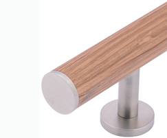 38121 pull handle in oak with satin nickel components