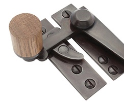 Arbor fastener in imitation bronze finish with oak knob
