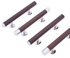 Arbor pull handles in rosewood and polished nickel