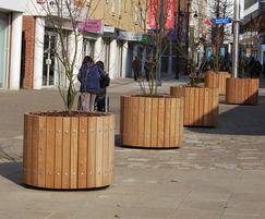 Swithland design circular timber tree planters