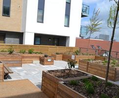Grenadier roof terrace planters in FSC natural redwood