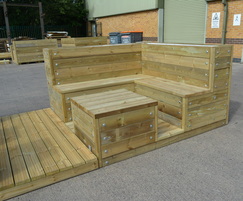 Planter, seating, table unit with decking