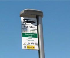 Elite bus stop solar signage flag with route tiles