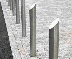 Mitre topped stainless steel bollards, Wellington Place