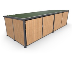 Deacon Senior 8m shelter with redwood timber clad gates