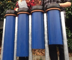 Musical pipe drums have sturdy galvanised steel frame