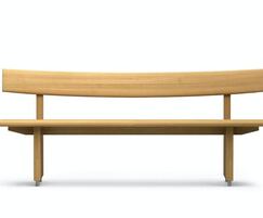 Edo wooden indoor seat has a curved back