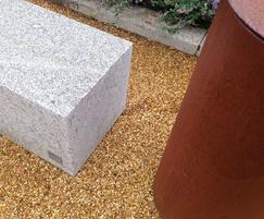 Corten litter bin and concrete bench