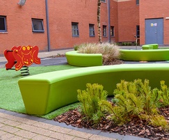 Plastic seating for hospital courtyard