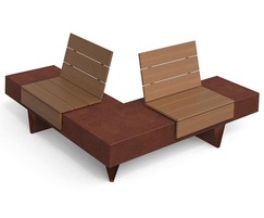 Norse modular bench - L shaped outside with backrest