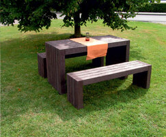 Urban picnic table and bench set in brown