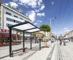 Aureo bus stop shelter with glass roof