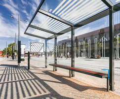 Aureo bus stop shelter can have integrated seating