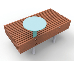 Woody hardwood slatted bench with optional table