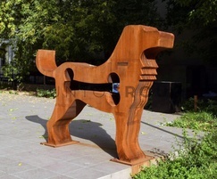 Corten steel dog sculpture for parks