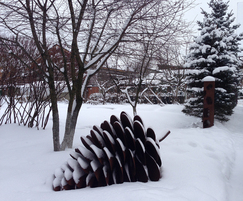 Pinecone corten steel outdoor sculpture