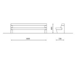 ROBUSTA concrete and timber bench LRB1 - dimensions