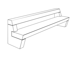 ROBUSTA concrete and timber bench LRB1 - 3D view
