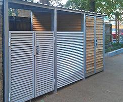 Italia-80 bin store with wood panelled storage area