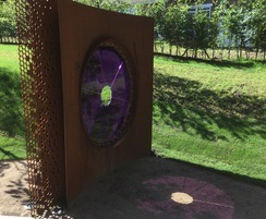 Steel sheets with violet glass portal
