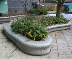 Silver grey granite honed planters/seating