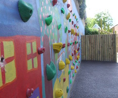 Climbing walls can provide a colourful addition to play