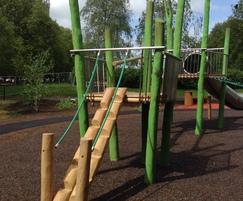 Bespoke timber multi-play climbing unit