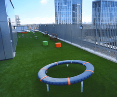 Terraced play area with artificial grass surfacing