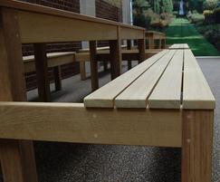 Deluxe timber picnic tables with integrated seating