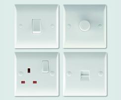 VOGUE white plastic electrical switchplates