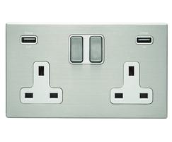 Hartland CFX Satin Stainless Dual USB Switched Socket