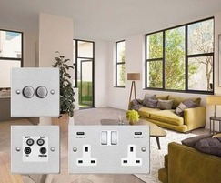 Switch plates & sockets in brushed steel were selected