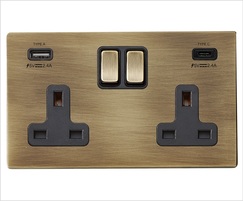 Power sockets with USB - Antique Bronze finish