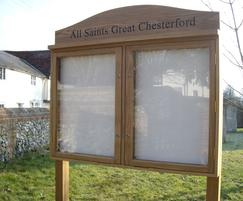Oak parish noticeboard with magnetic backboard