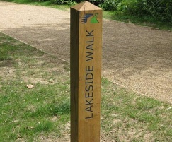 Engraved timber waymarking post
