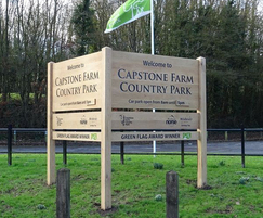 Woodsman entrance sign for country park