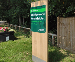 Timber totem welcome sign - Chorleywood House Estate