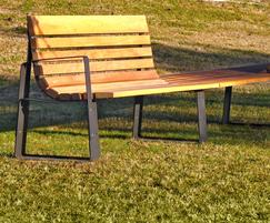 An ergonomic bench with a straightforward profile